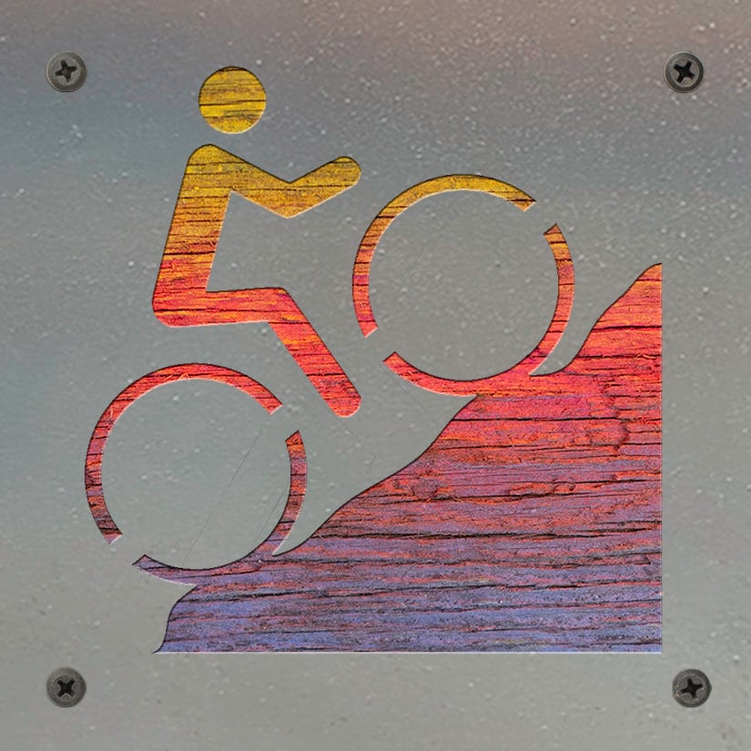 Mountain Bike Metal Wall Art on Reclaimed Wood, Cyclist Gift, Garage Sign