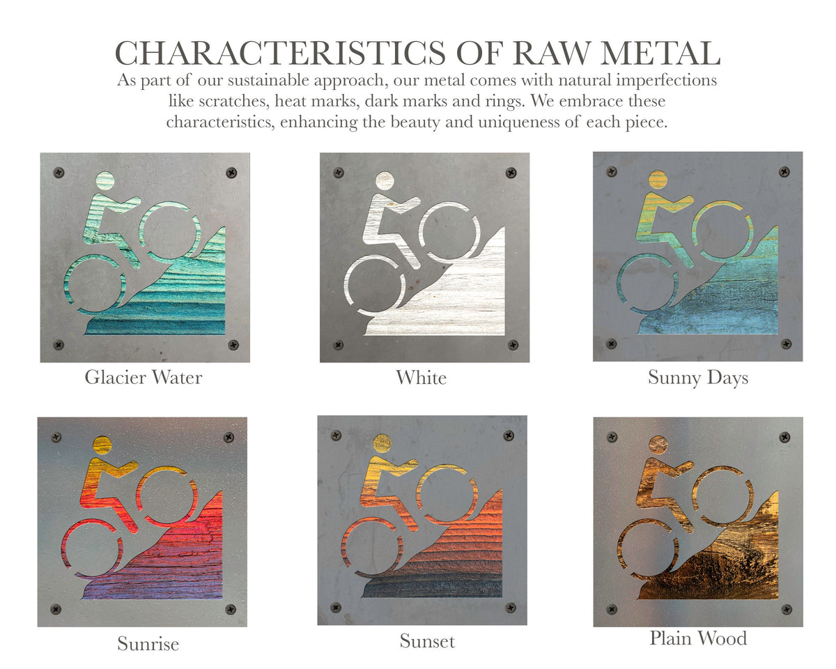 Mountain Bike Metal Wall Art on Reclaimed Wood, Cyclist Gift, Garage Sign