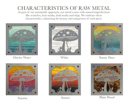 Mushroom Metal Wall Art on Reclaimed Wood, Cottagecore Decor, Mushroom Gift