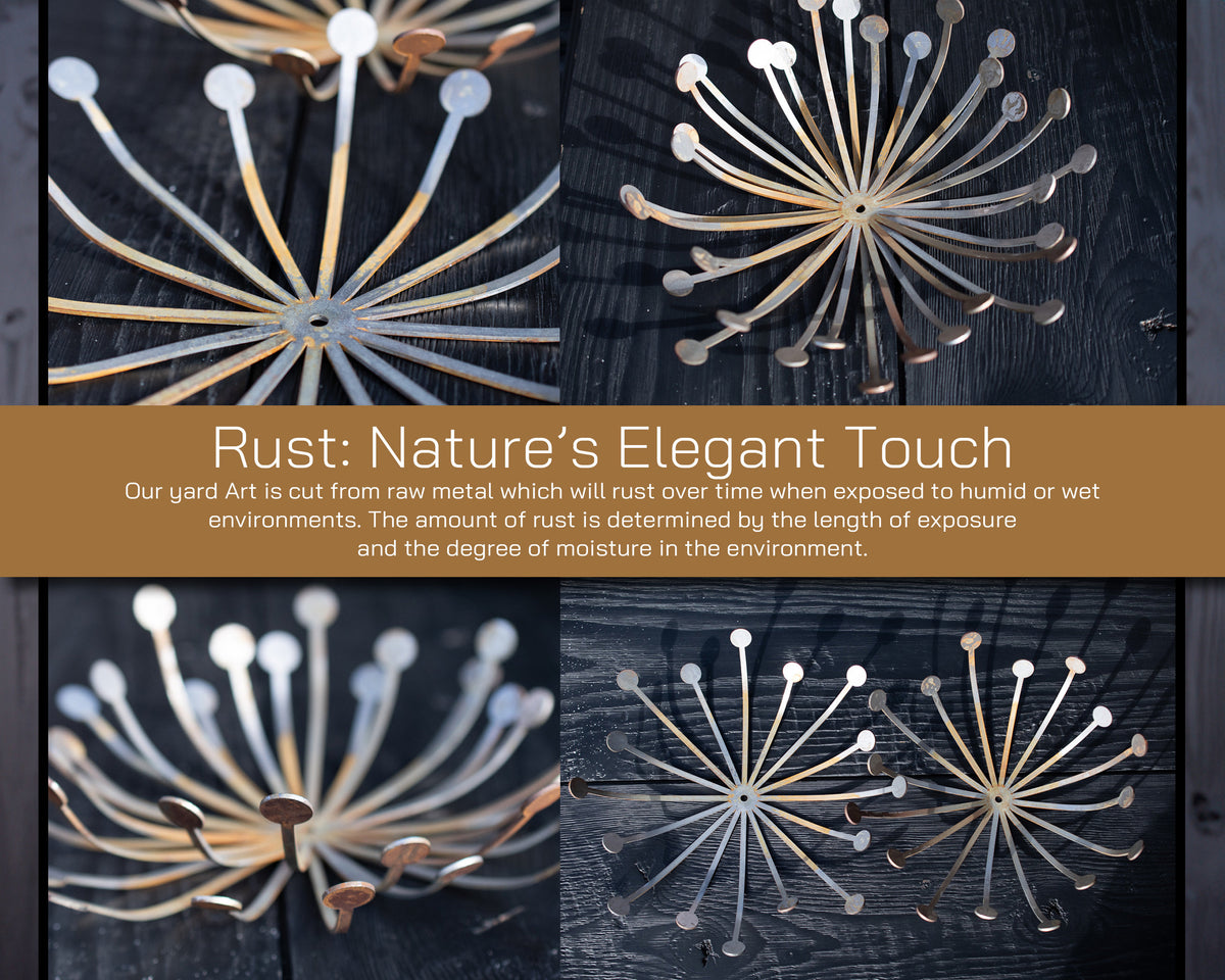 Metal Dandelion Garden Stake: Rustic Yard Art, Gifts for Mom