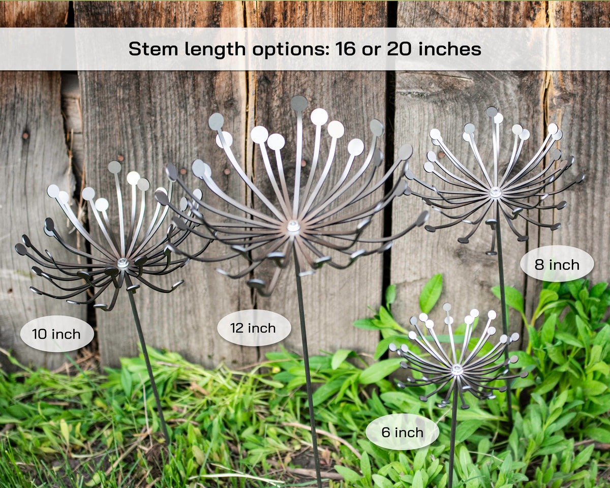Metal Flower Yard Art, Rustic Dandelion Decor, Unique Gifts for Mom, Eco-Friendly Garden Decora