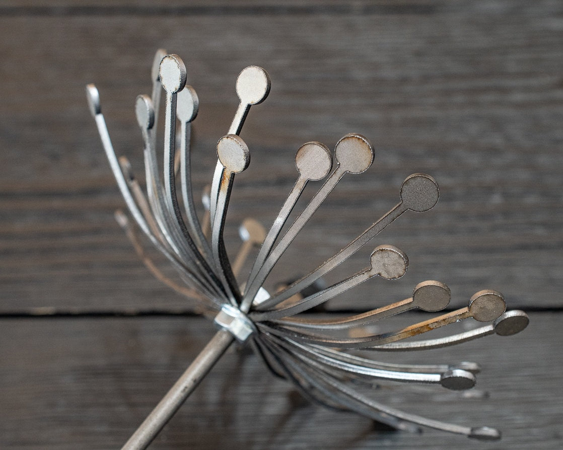 Metal Dandelion Garden Stake: Rustic Yard Art, Gifts for Mom