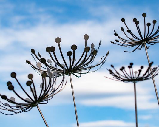 Metal Dandelion Garden Stake: Rustic Yard Art Decor