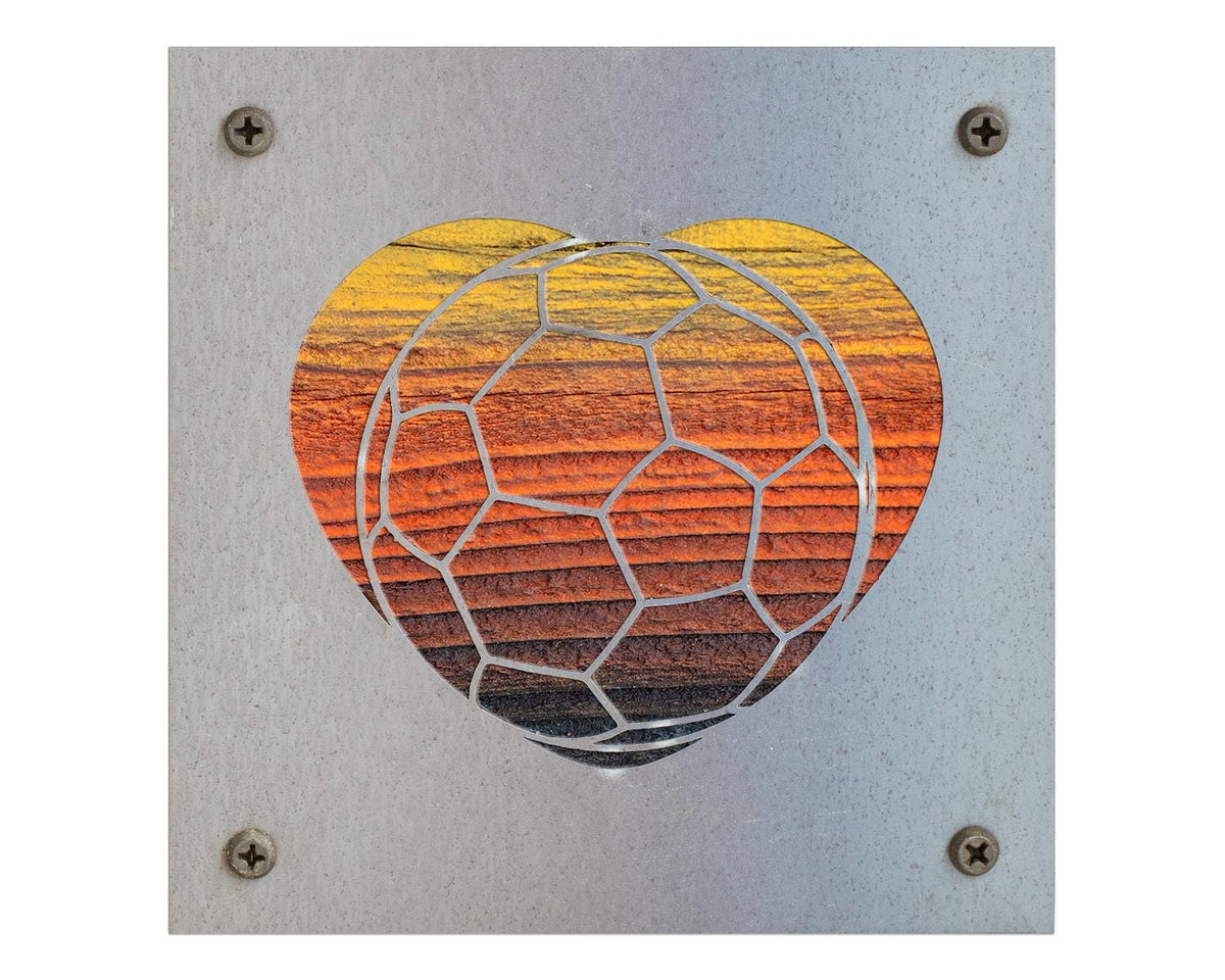 Soccer Heart Metal Wall Art on Reclaimed Wood, Soccer Gift, Kids Room Decor