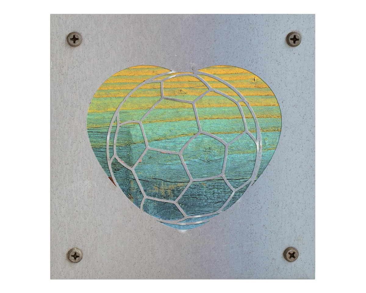 Soccer Heart Metal Wall Art on Reclaimed Wood, Soccer Gift, Kids Room Decor