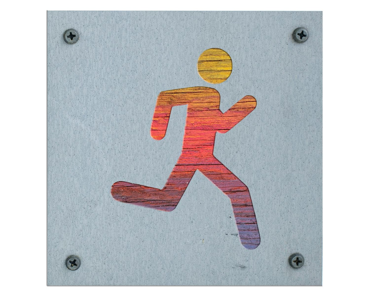 Runner Metal Wall Art on Reclaimed Wood, Running Sign, Marathon Runner Gift, 5.5 Inch Square Steel Sign, Running Decor, 