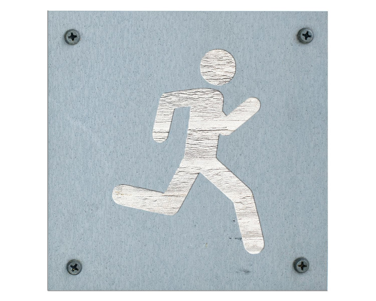Runner Metal Wall Art on Reclaimed Wood, Running Sign, Marathon Runner Gift, 5.5 Inch Square Steel Sign, Running Decor, Home Gym Decor