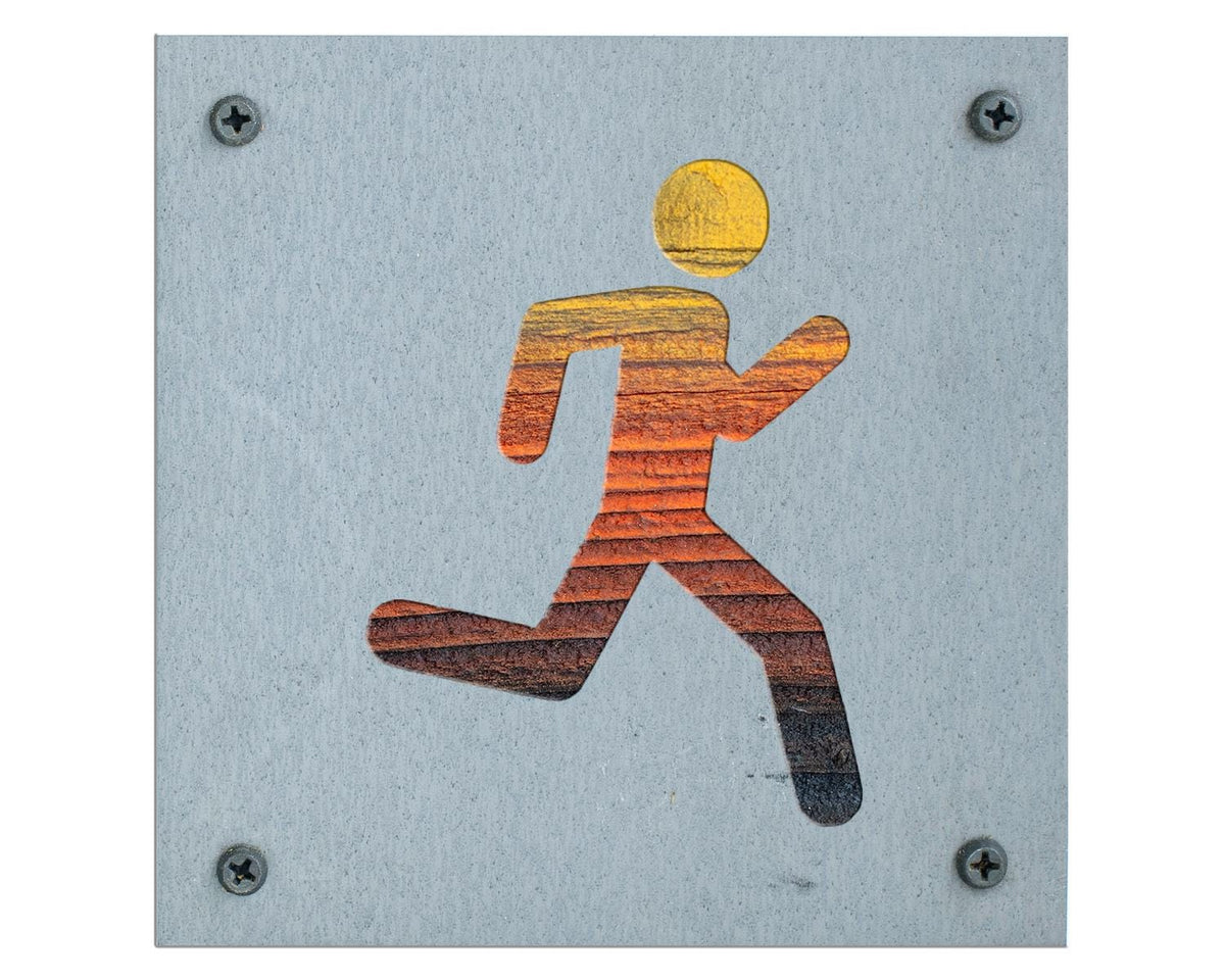 Runner Metal Wall Art on Reclaimed Wood, Running Sign, Marathon Runner Gift, 5.5 Inch Square Steel Sign, Running Decor, Home Gym Decor