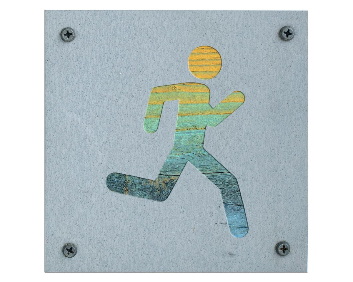 Runner Metal Wall Art on Reclaimed Wood, Running Sign, Marathon Runner Gift, 5.5 Inch Square Steel Sign, Running Decor, Home Gym Decor