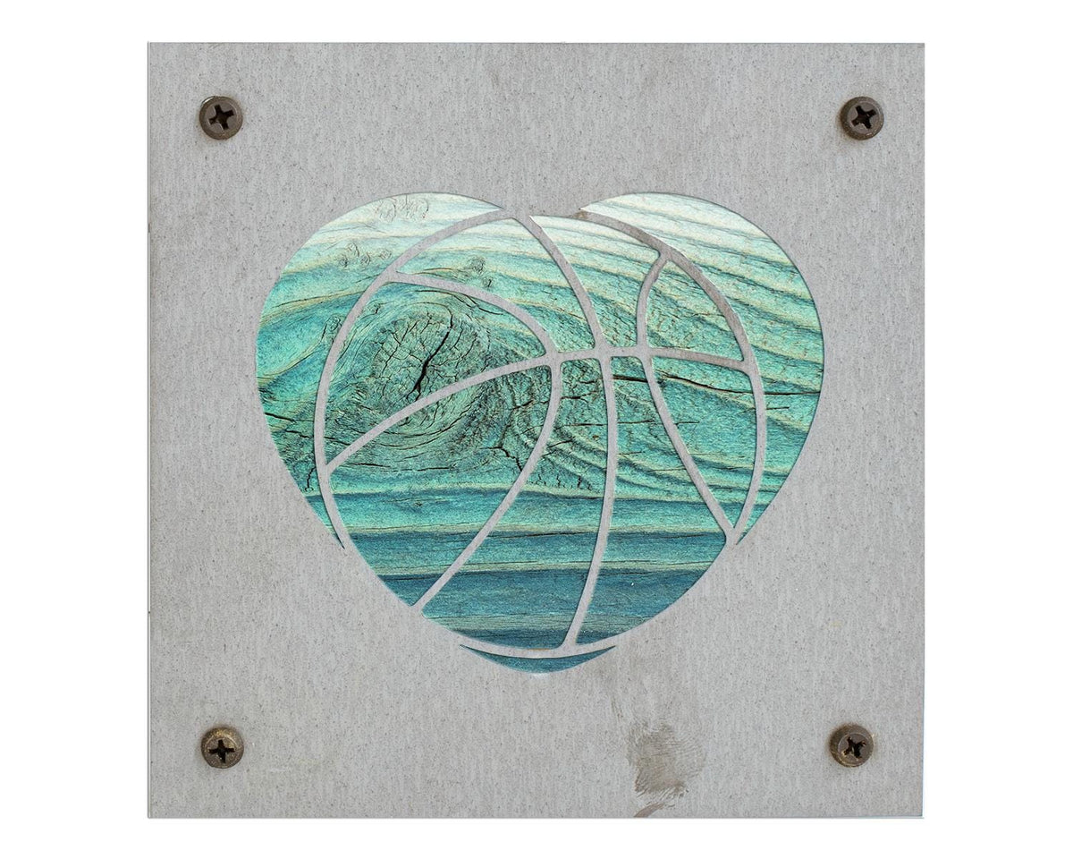 Basketball Heart Metal Wall Art on Reclaimed Wood, Basketball Gift, Kids Room