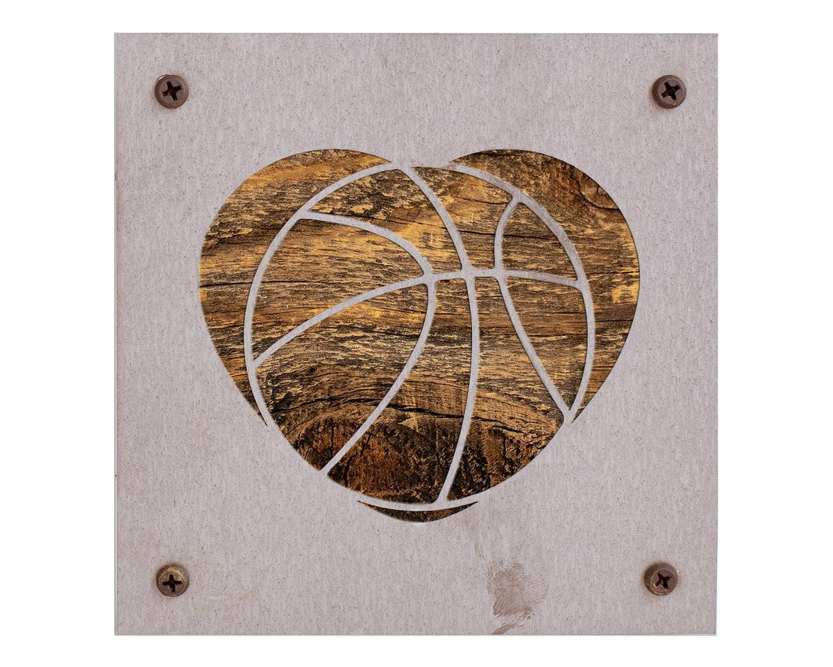 Basketball Heart Metal Wall Art on Reclaimed Wood, Basketball Gift, Kids Room