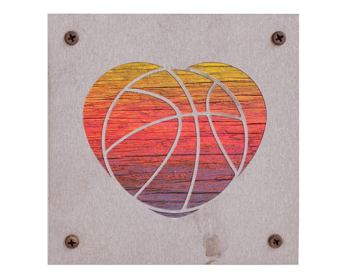 Basketball Heart Metal Wall Art on Reclaimed Wood, Basketball Gift, Kids Room
