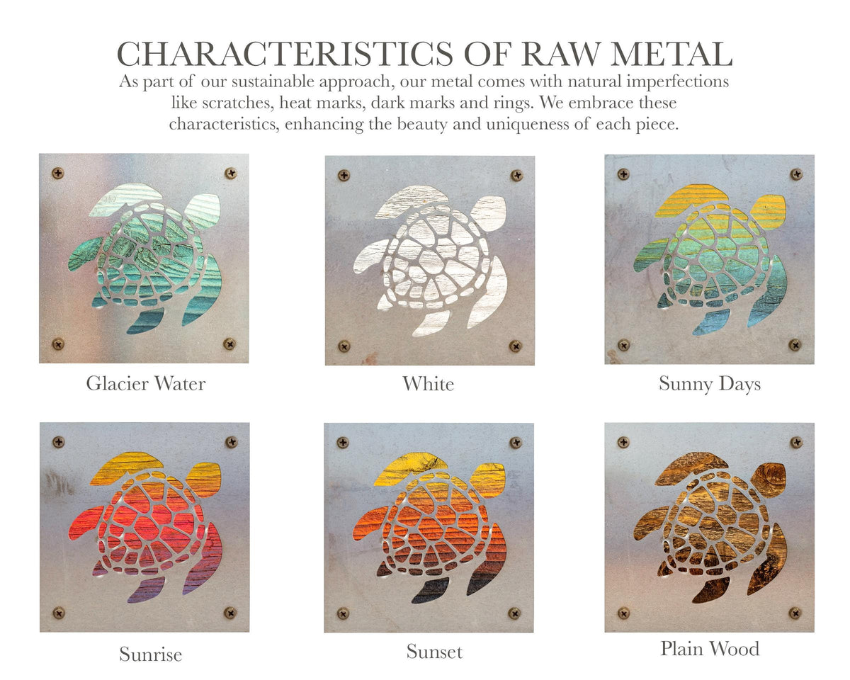 Sea Turtle Metal Wall Art on Reclaimed Wood, Beach House Decor, Turtle Gift, 5.5 Inch Square Steel Sign, Ocean Wall Art, Coastal Wall Art