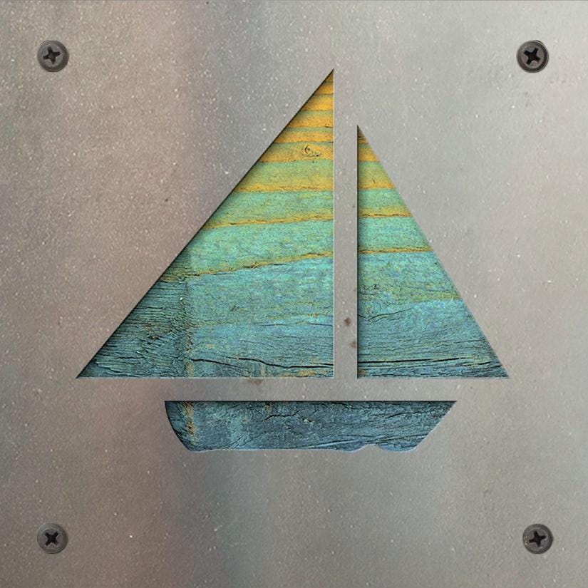 Sailboat Metal Wall Art on Reclaimed Wood, Nautical Lake House Decor, Sailor Gift, 5.5 Inch Square Steel Sign, Sailing G