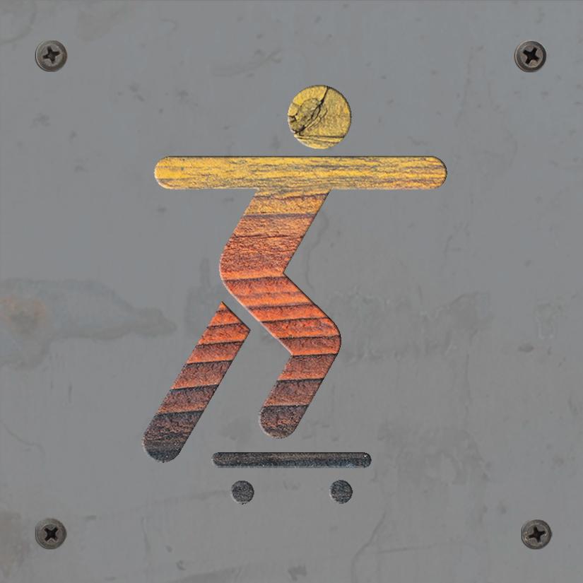 Skateboarder Metal Wall Art on Reclaimed Wood, Skate Sign, Teen Room Decor, 5.5 Inch Square Steel Sign, Skateboard Gift, Skater Gift