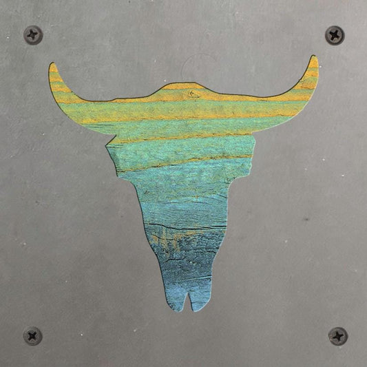 Steer Skull Metal Wall Art on Reclaimed Wood, Western Boho Decor, Cow Skull Sign