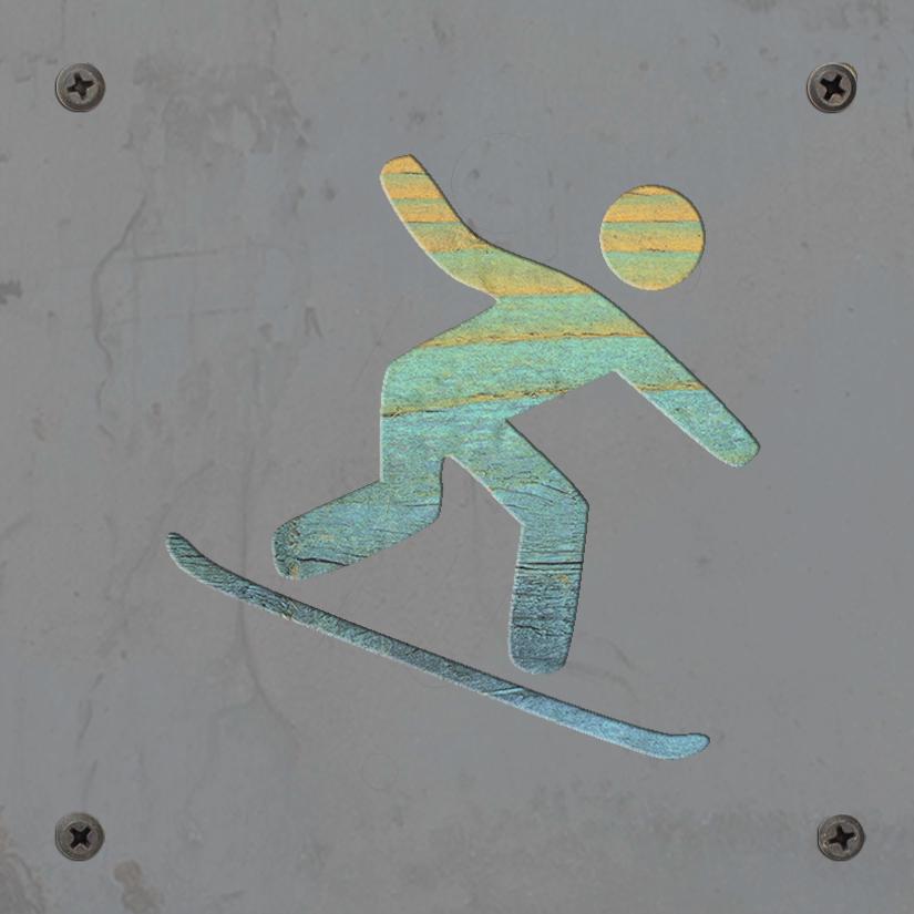 Snowboarder Metal Wall Art on Reclaimed Wood, Snowboard Sign, Ski Cabin Decor
