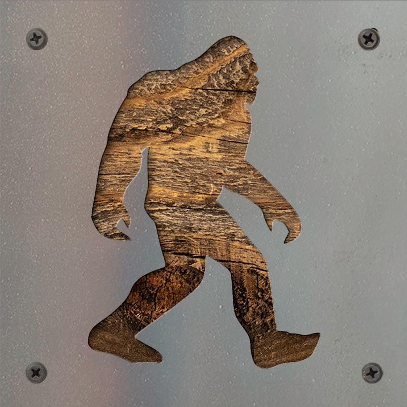Bigfoot Metal Wall Art on Reclaimed Wood, Sasquatch Sign, Cryptid Gift