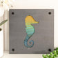 Seahorse Metal Wall Art on Reclaimed Wood, Coastal Bathroom Decor, Beach Gift, 5.5 Inch Square Steel Sign, Beach House Decor