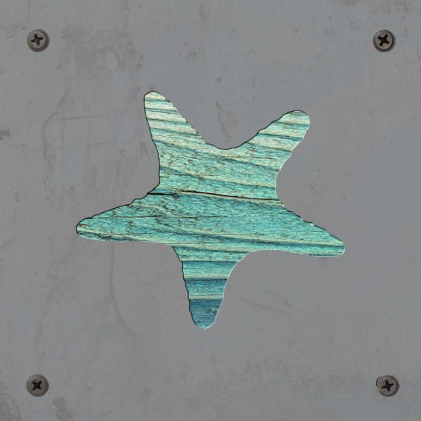 Starfish Metal Wall Art on Reclaimed Wood, Coastal Beach House Decor, 5.5 Inch Square Steel Sign, Ocean Decor, Starfish 