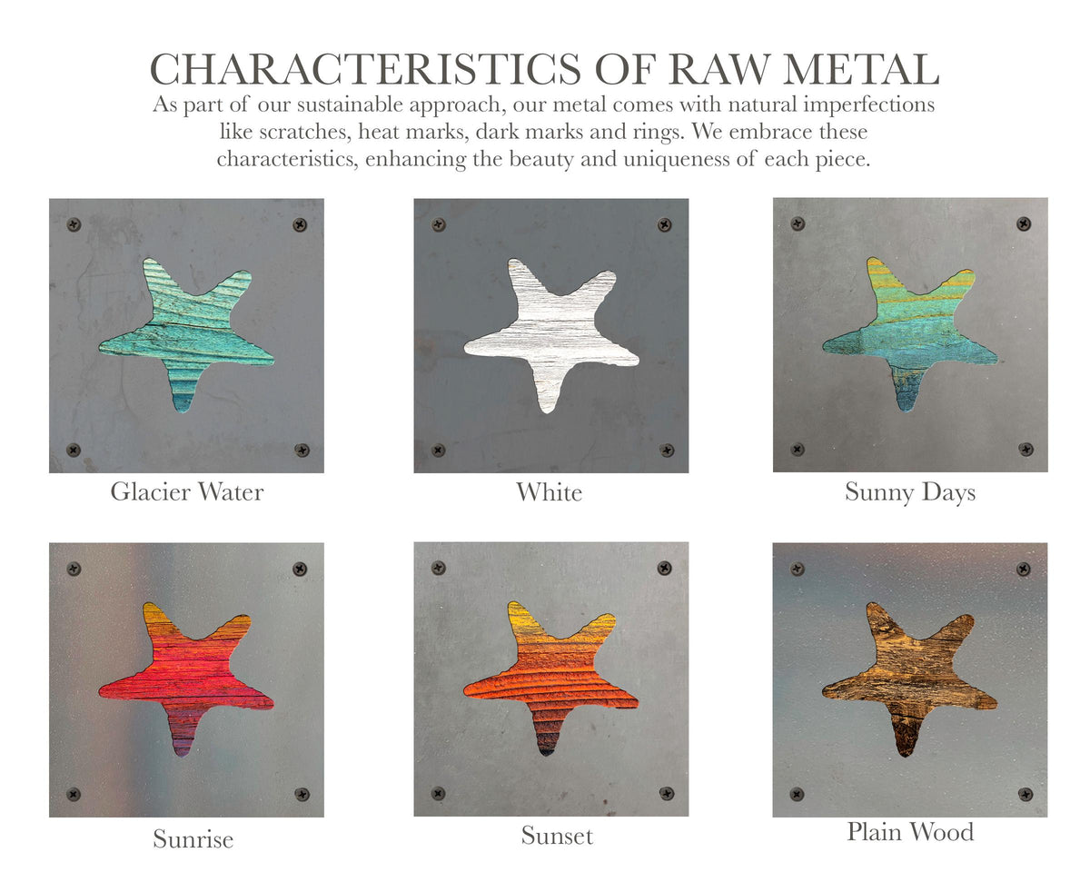 Starfish Metal Wall Art on Reclaimed Wood, Coastal Beach House Decor, 5.5 Inch Square Steel Sign, Ocean Decor, Starfish Gift