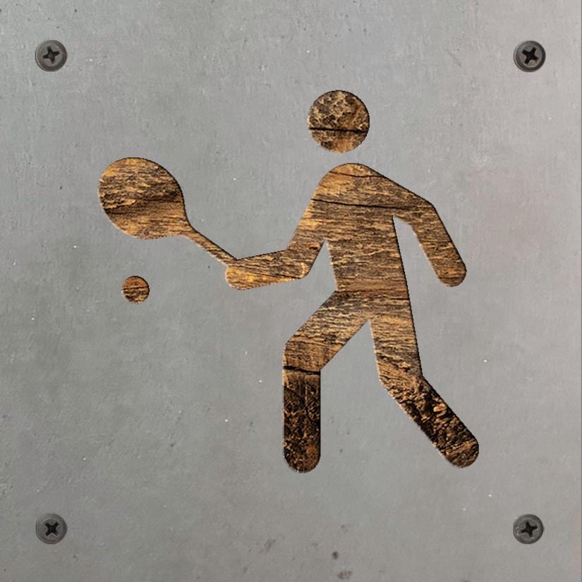 Tennis Player Metal Wall Art on Reclaimed Wood, Tennis Sign, Tennis Gift, 5.5 Inch Square Steel Sign, Tennis Coach Gift, Tennis Decor