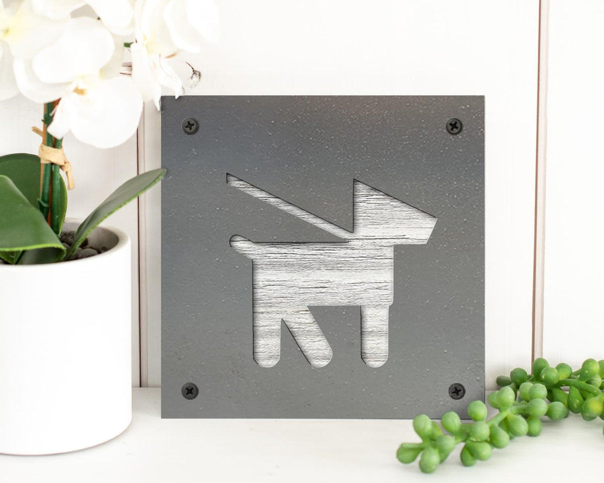 Dog Walking Metal Wall Art on Reclaimed Wood, Dog Lover Gift, Entryway Sign