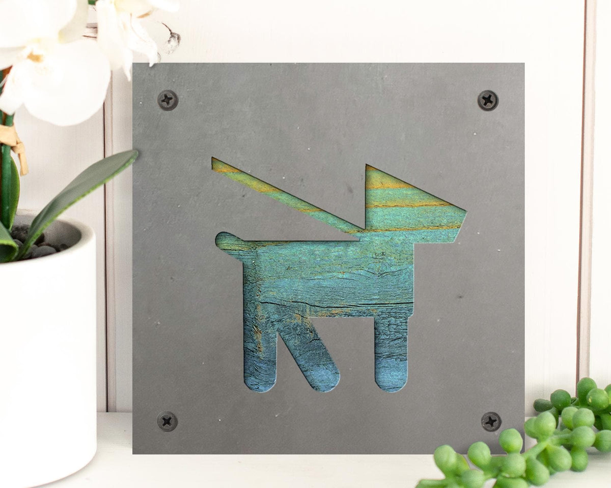 Dog Walking Metal Wall Art on Reclaimed Wood, Dog Lover Gift, Entryway Sign