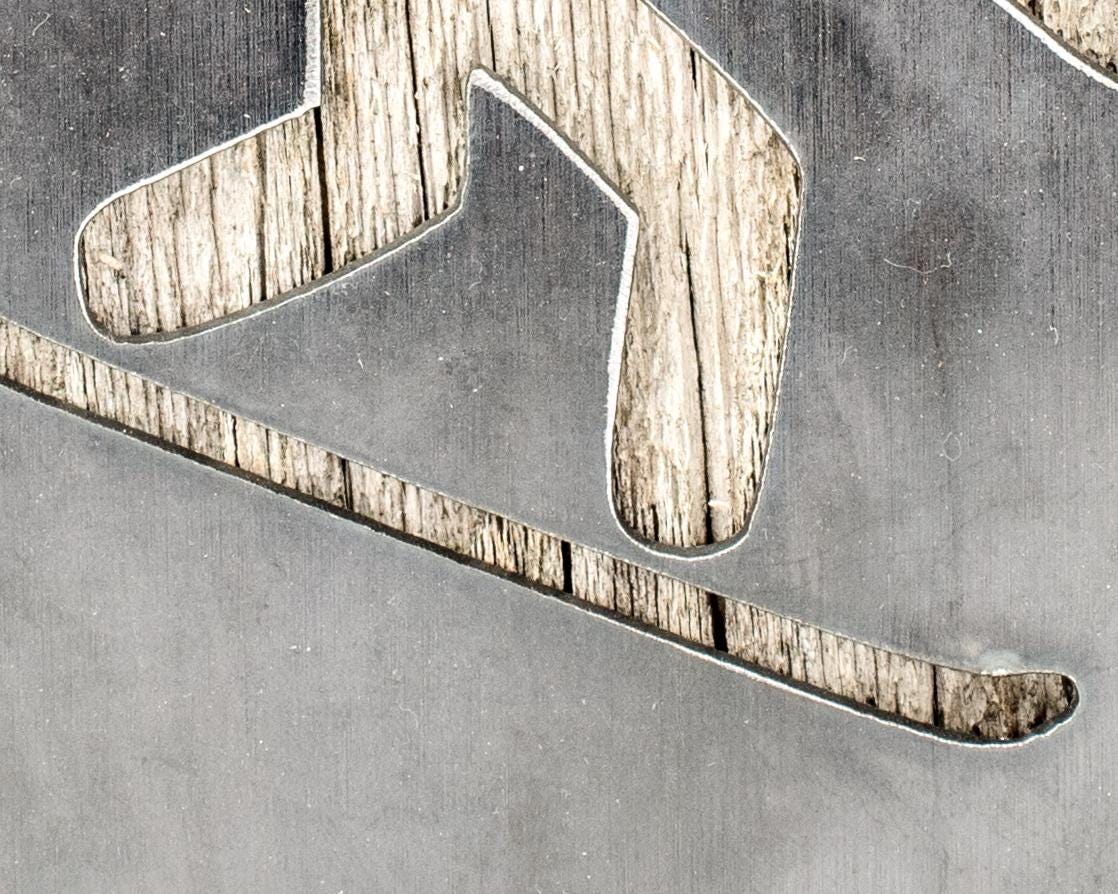 Snowboarder Metal Wall Art on Reclaimed Wood, Snowboard Sign, Ski Cabin Decor