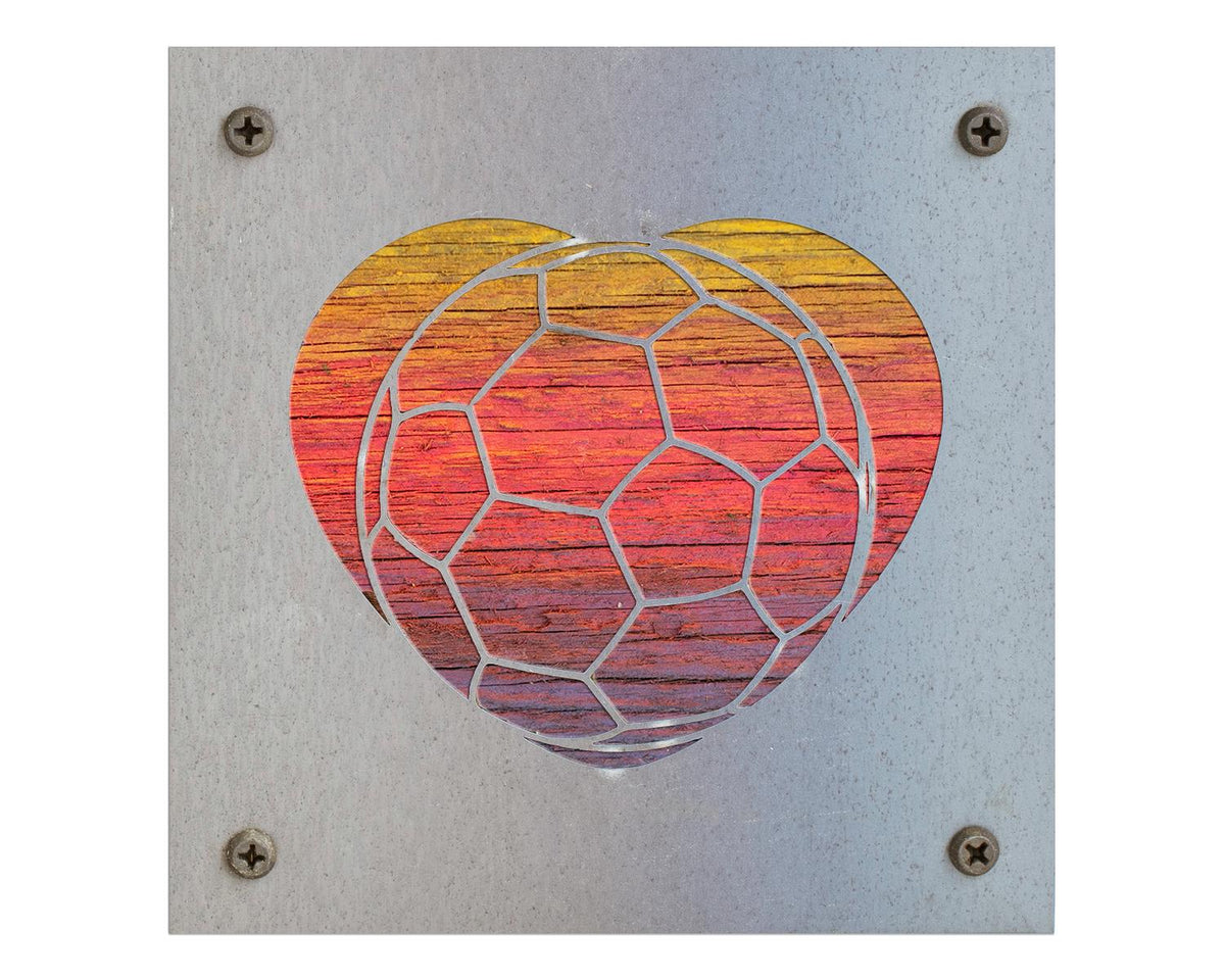 Soccer Heart Metal Wall Art on Reclaimed Wood, Soccer Gift, Kids Room Decor