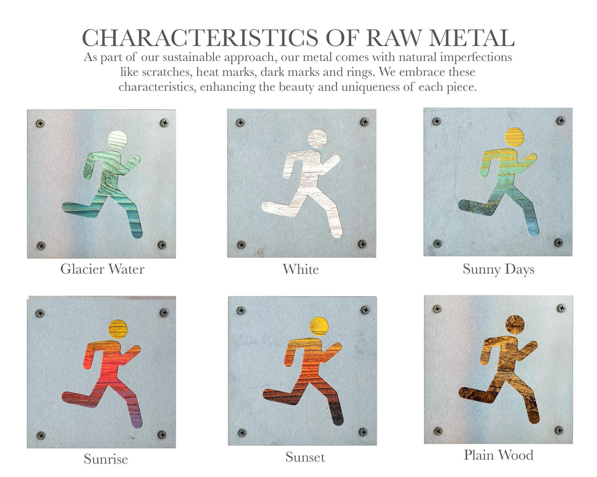 Runner Metal Wall Art on Reclaimed Wood, Running Sign, Marathon Runner Gift, 5.5 Inch Square Steel Sign, Running Decor, Home Gym Decor