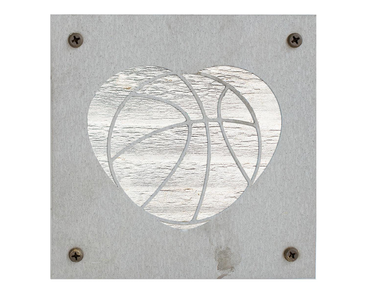 Basketball Heart Metal Wall Art on Reclaimed Wood, Basketball Gift, Kids Room