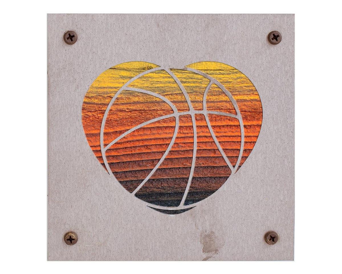 Basketball Heart Metal Wall Art on Reclaimed Wood, Basketball Gift, Kids Room