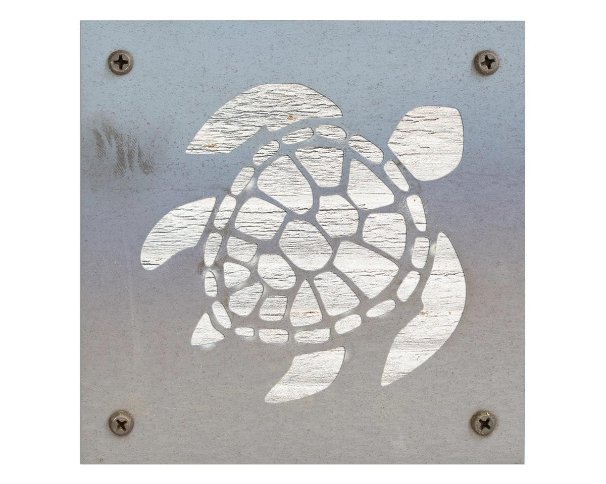 Sea Turtle Metal Wall Art on Reclaimed Wood, Beach House Decor, Turtle Gift, 5.5 Inch Square Steel Sign, Ocean Wall Art, Coastal Wall Art