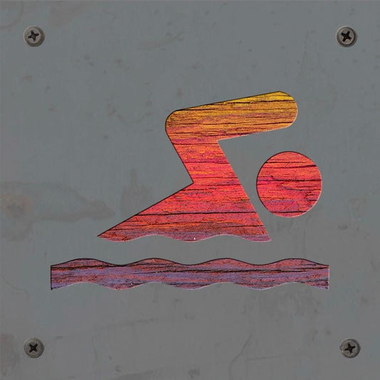 Swimming Metal Wall Art on Reclaimed Wood, Swimmer Sign, Swim Coach Gift, 5.5 Inch Square Steel Sign, Swimming Decor, Sw