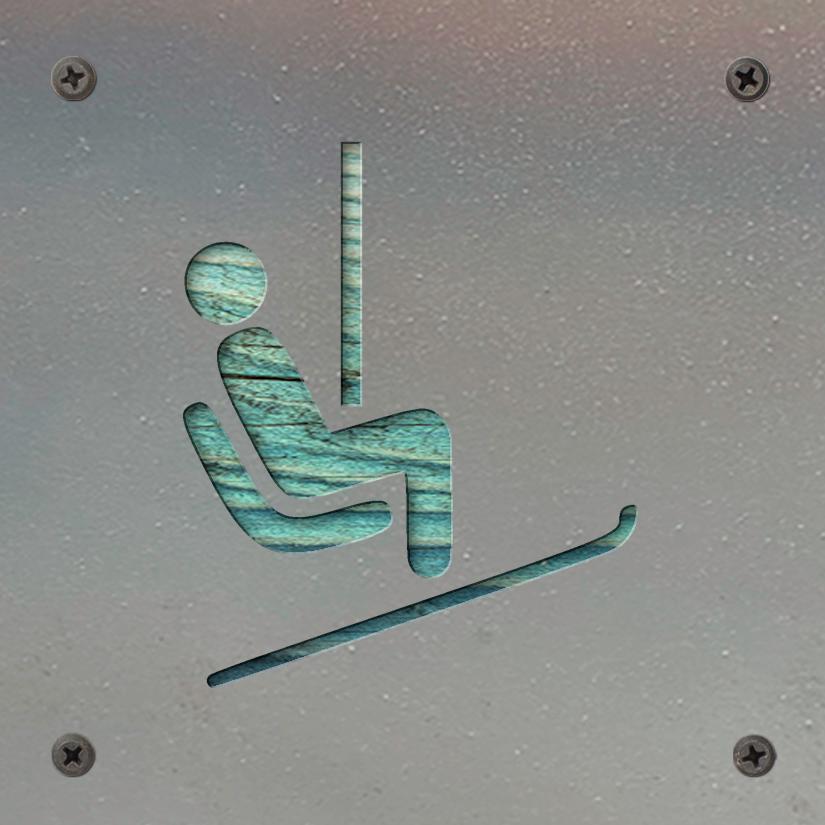 Ski Chairlift Metal Wall Art on Reclaimed Wood, Ski Lodge Decor, Skier Gift