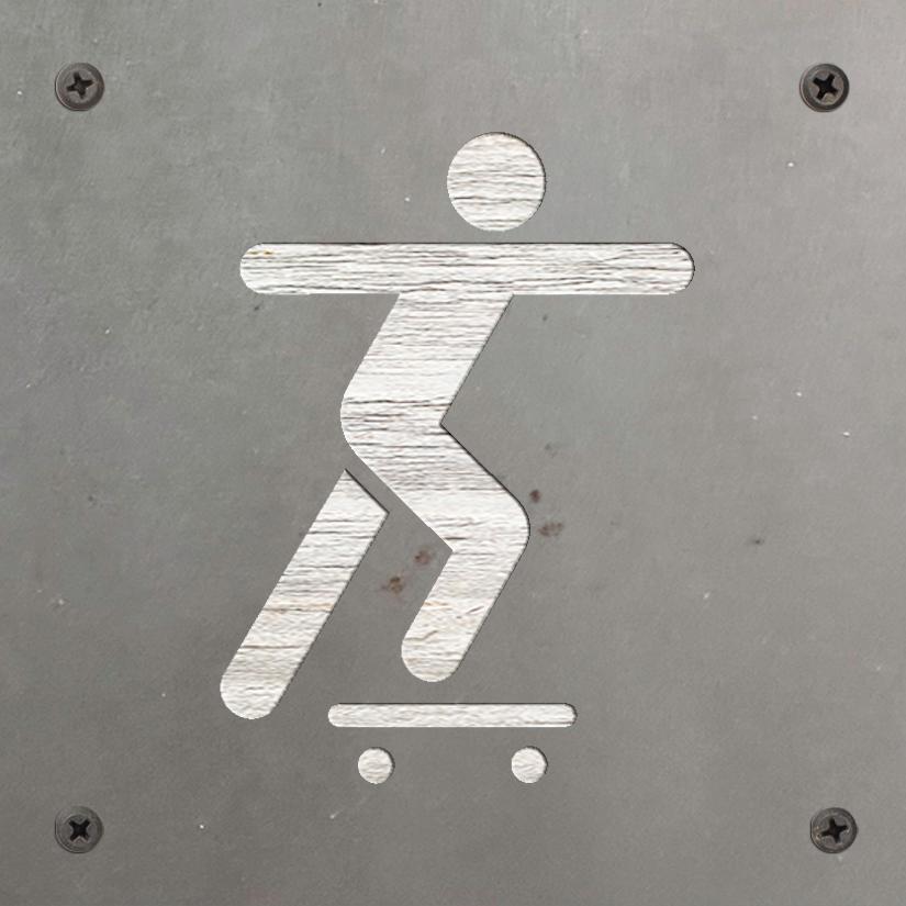 Skateboarder Metal Wall Art on Reclaimed Wood, Skate Sign, Teen Room Decor, 5.5 Inch Square Steel Sign, Skateboard Gift, Skater Gift