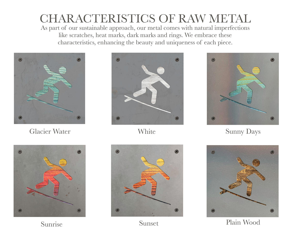Surfer Metal Wall Art on Reclaimed Wood, Surf Shack Decor, Surfing Gift