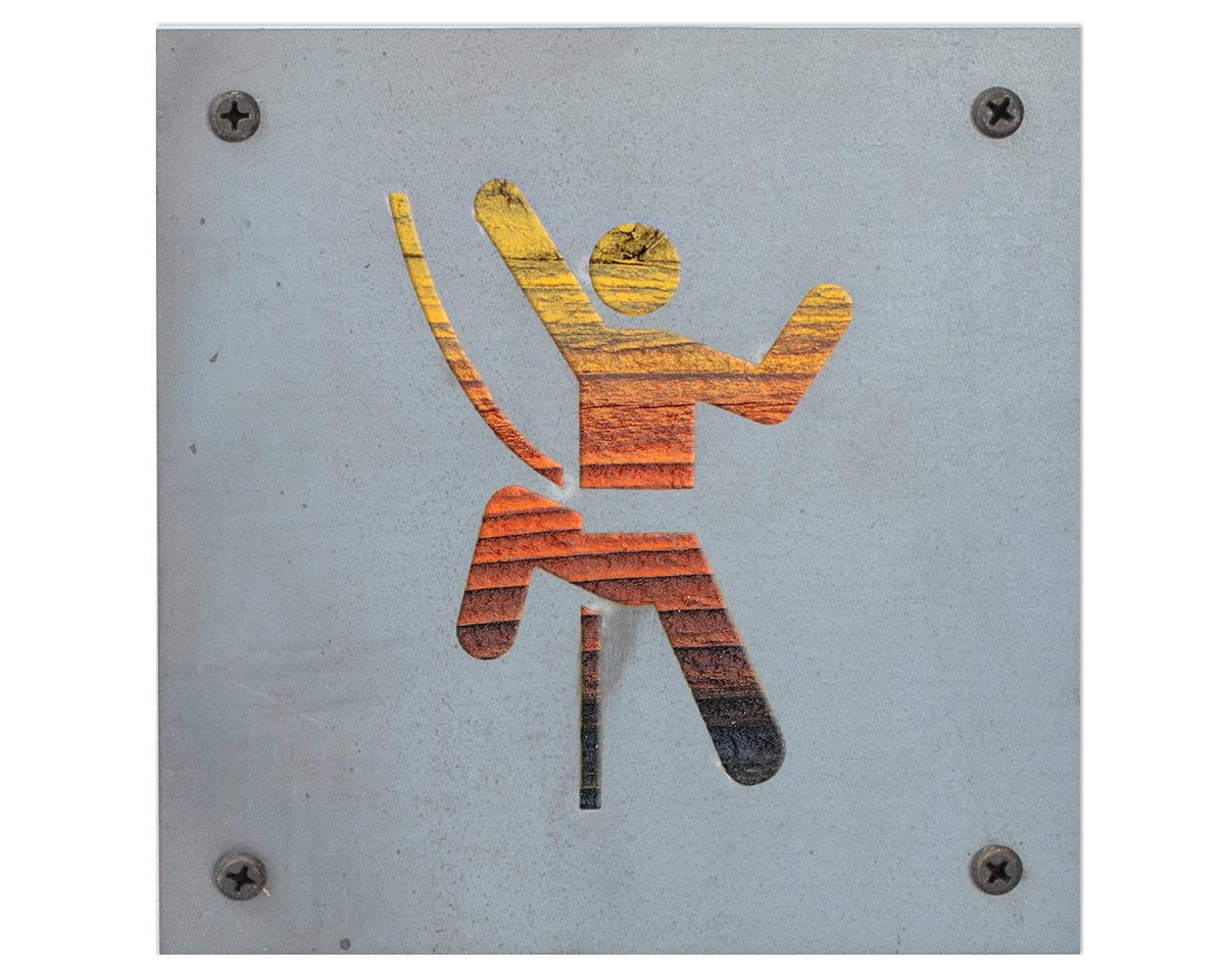 Rock Climber Metal Wall Art on Reclaimed Wood, Climbing Sign, Climber Gift, 5.5 Inch Square Steel Sign, Climbing Decor, Bouldering Gift