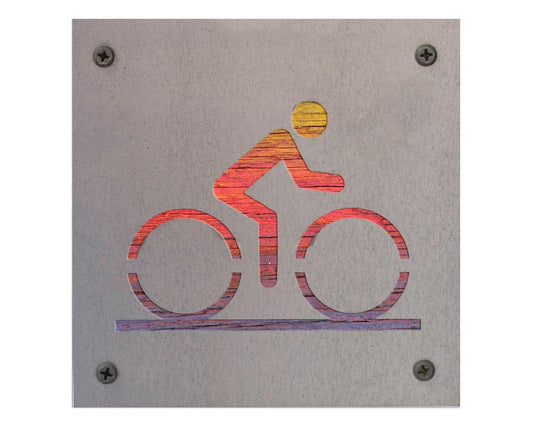 Road Cyclist Metal Wall Art on Reclaimed Wood, Road Bike Sign, Cyclist Gift