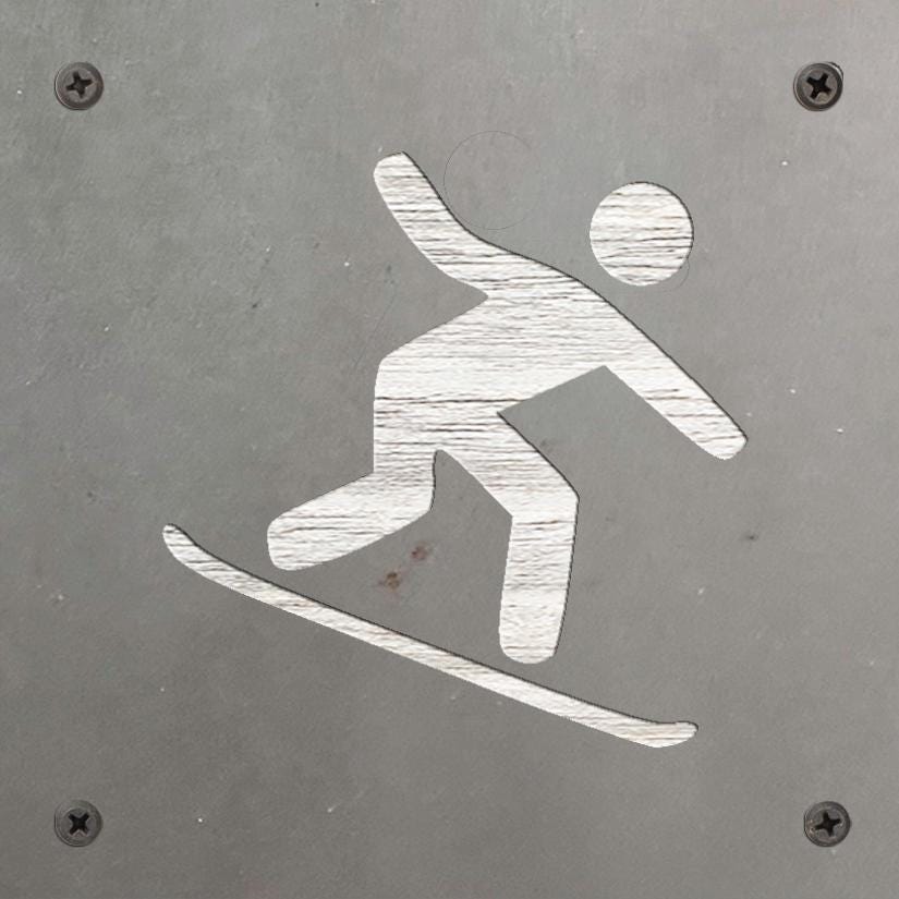 Snowboarder Metal Wall Art on Reclaimed Wood, Snowboard Sign, Ski Cabin Decor