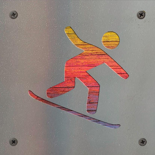 Snowboarder Metal Wall Art on Reclaimed Wood, Snowboard Sign, Ski Cabin Decor