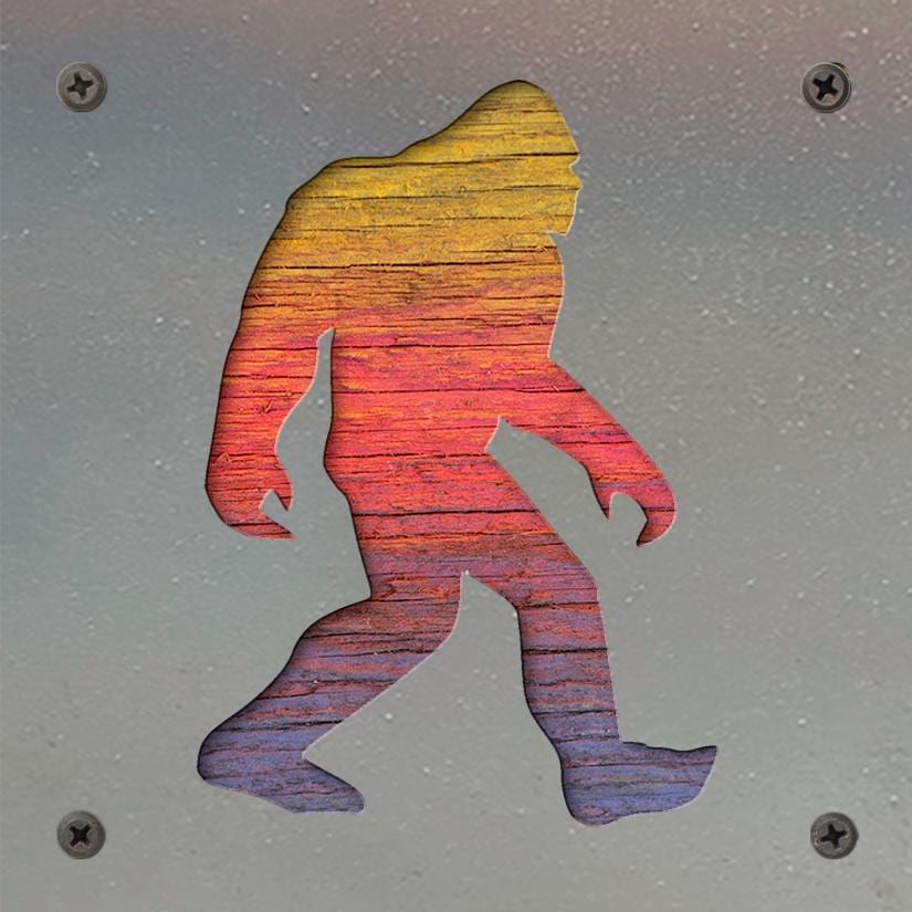 Bigfoot Metal Wall Art on Reclaimed Wood, Sasquatch Sign, Cryptid Gift