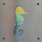 Seahorse Metal Wall Art on Reclaimed Wood, Coastal Bathroom Decor, Beach Gift, 5.5 Inch Square Steel Sign, Beach House D