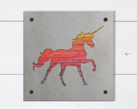 Unicorn Metal Wall Art on Reclaimed Wood, Girls Room Decor, Unicorn Gift