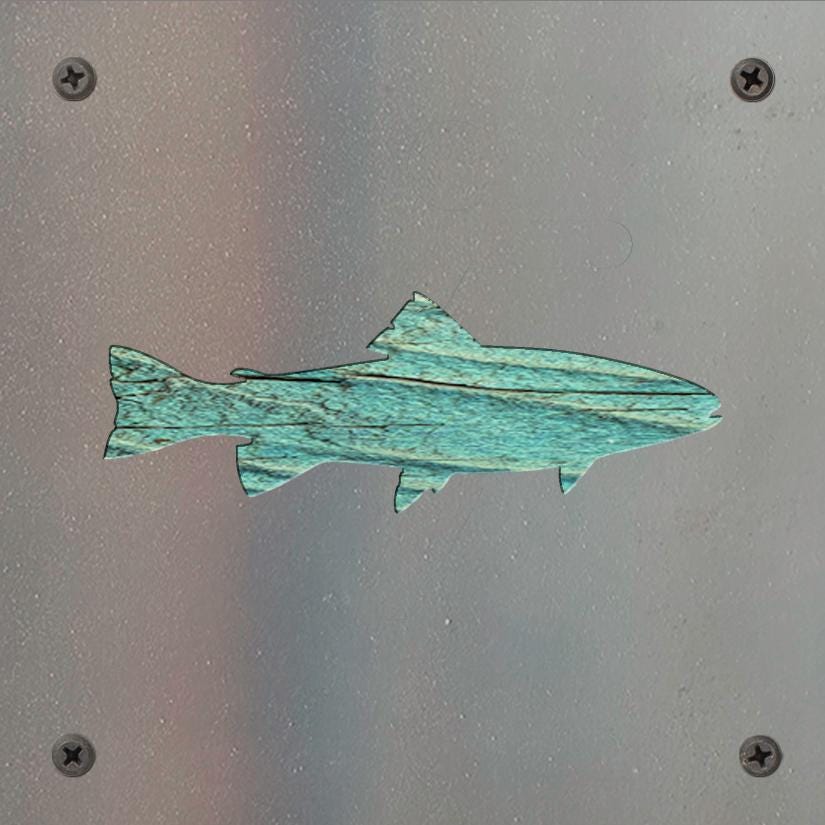Fish Metal Wall Art on Reclaimed Wood, Small 5.5 Inch Fishing Sign, Angler Gift