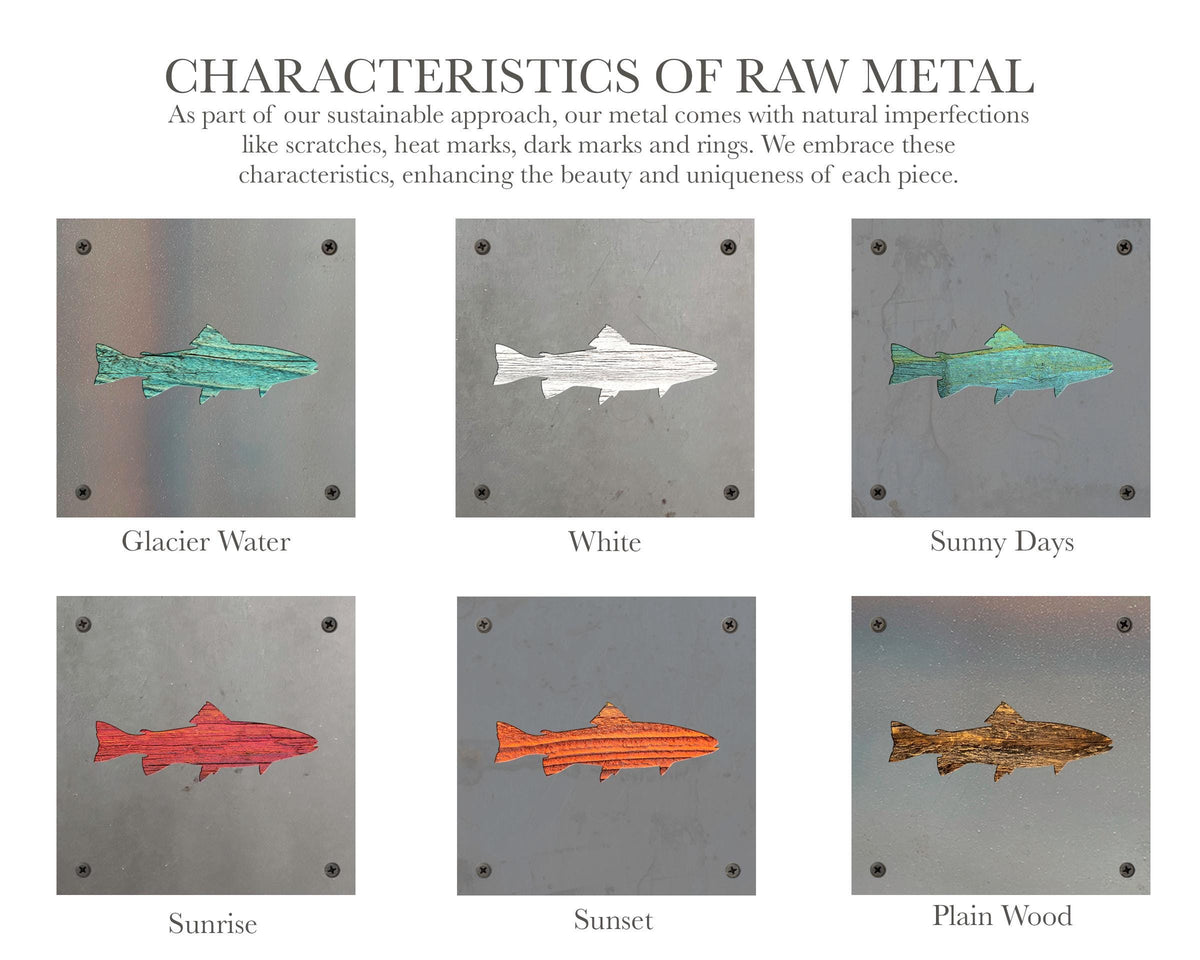 Trout Metal Wall Art on Reclaimed Wood, Fishing Cabin Decor, Fisherman Gift, 5.5 Inch Square Steel Sign, Fish Wall Decor, Lake House Decor
