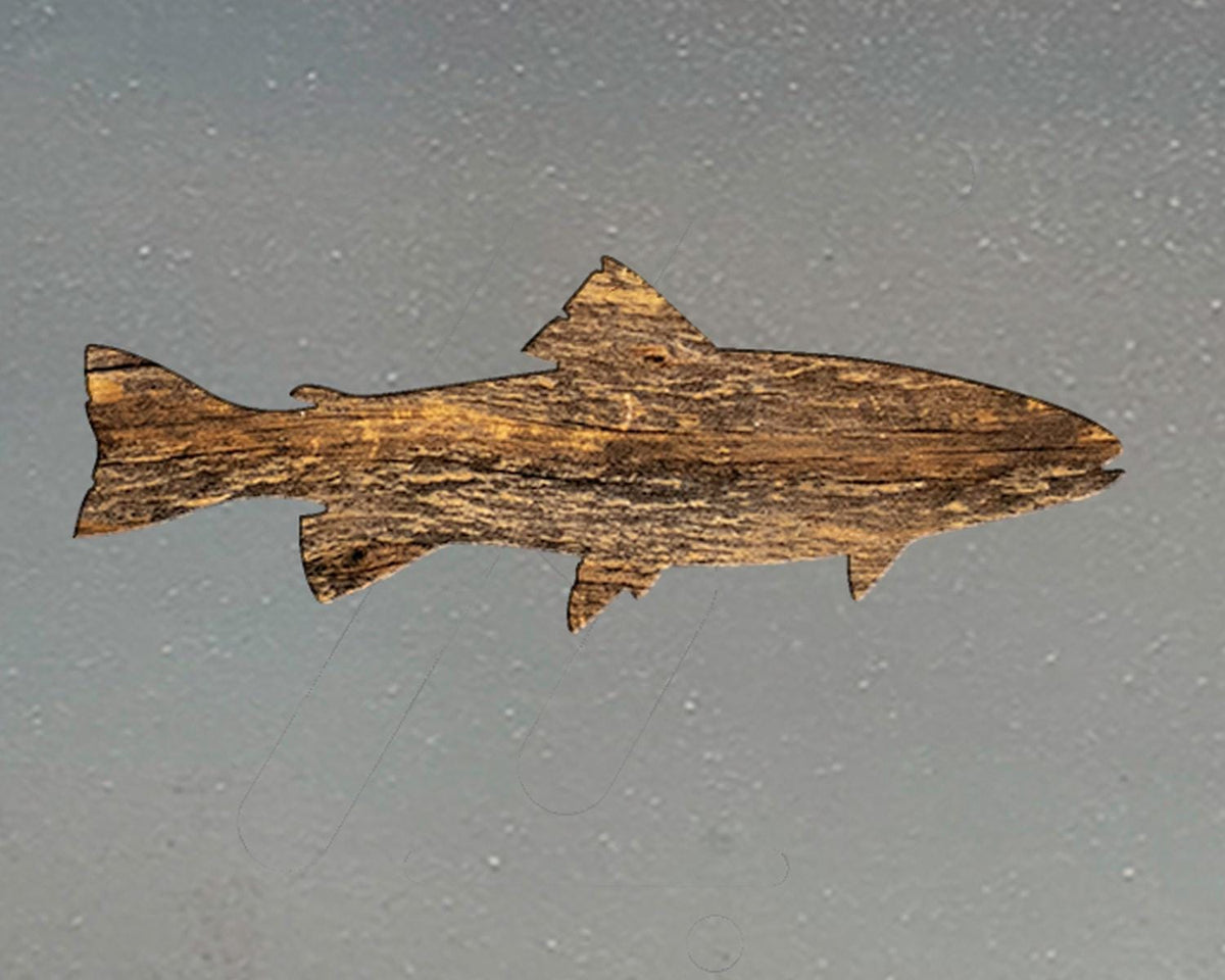 Fish Metal Wall Art on Reclaimed Wood, Small 5.5 Inch Fishing Sign, Angler Gift