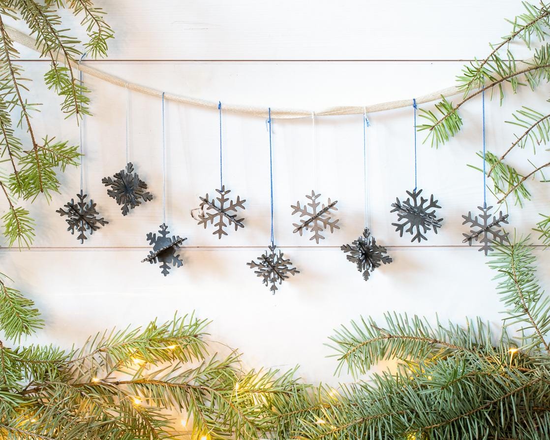 3D Metal Snowflake Ornament: Winter Holiday Decor