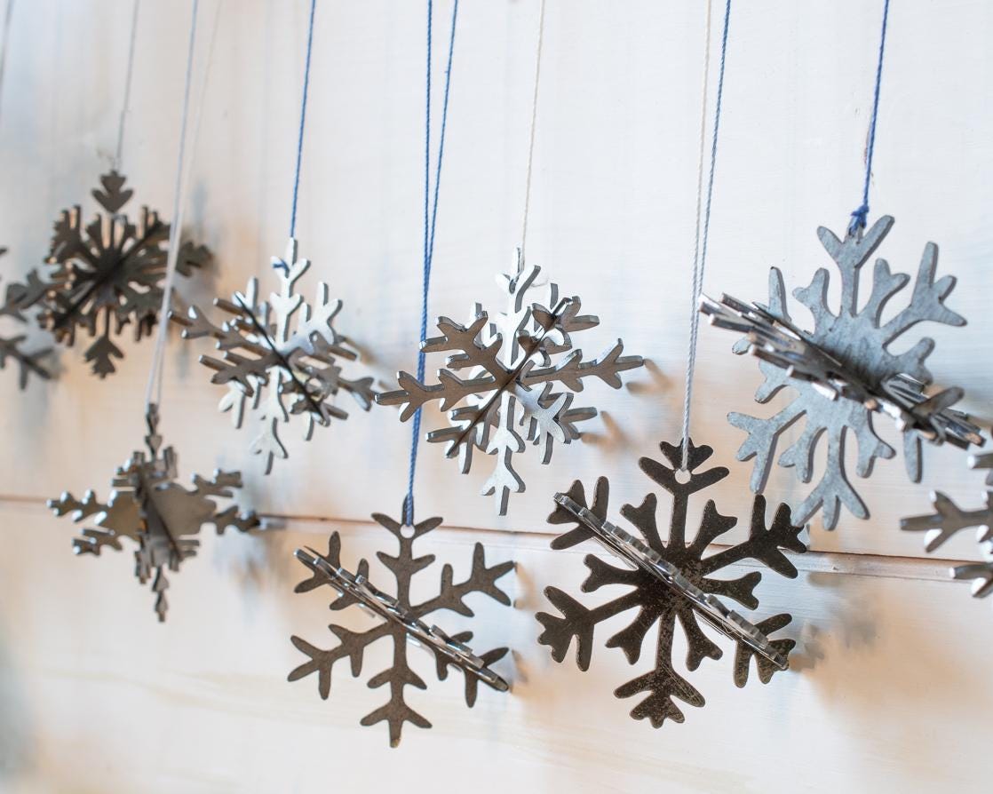 3D Metal Snowflake Ornament: Winter Holiday Decor